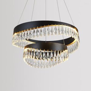 Kroonluiers FSS Crystal Black Gold Kroonluchter verlichting Hang Lamp Cristal Luster Keukeneiland LED -LICHTEN INDOR LIFFTUREN