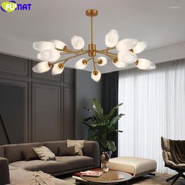 Lustres FUMAT 2023 Cristaux De Glace Suspension Suspension Luminaire Or Cadre Lustre Nordique LED De Luxe Pour Salon Salle À Manger