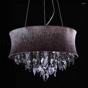 Lustres Fumat Fumat Gris Cristal Lustre Moderne Suspension Lumière Pour Salon Lit Gris Ombre LED K9