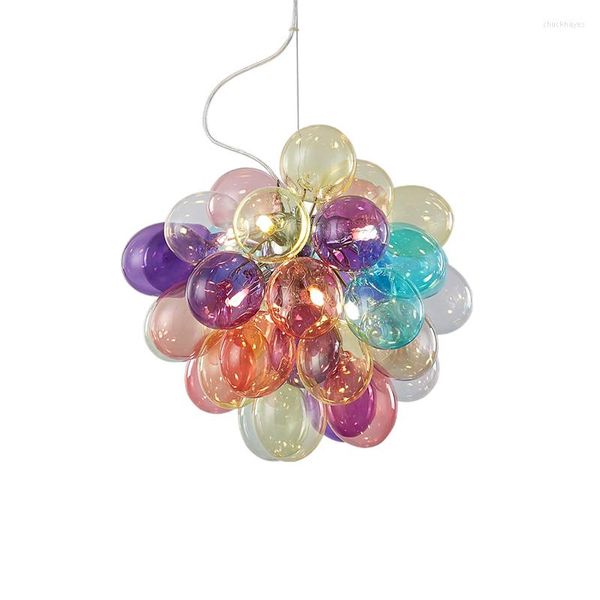 Candelabros G9 LED Posmoderno Colorized Glass Bubble Chandelier Lighting Lustre Suspensión Luminaria Lampen para comedor