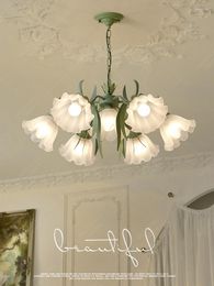 Lustres En Verre Fleurs Led Lustre Vert Pour Chambre Salon Salle À Manger Maison Moderne Rétro Suspension Suspension Luminaire Éclairage 2022