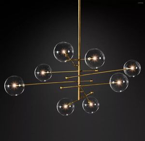 Candelabros Globo de cristal Moderno Retro Bola LED Latón claro Cromo Negro Luces colgantes Dormitorio Sala de estar Comedor Lámparas