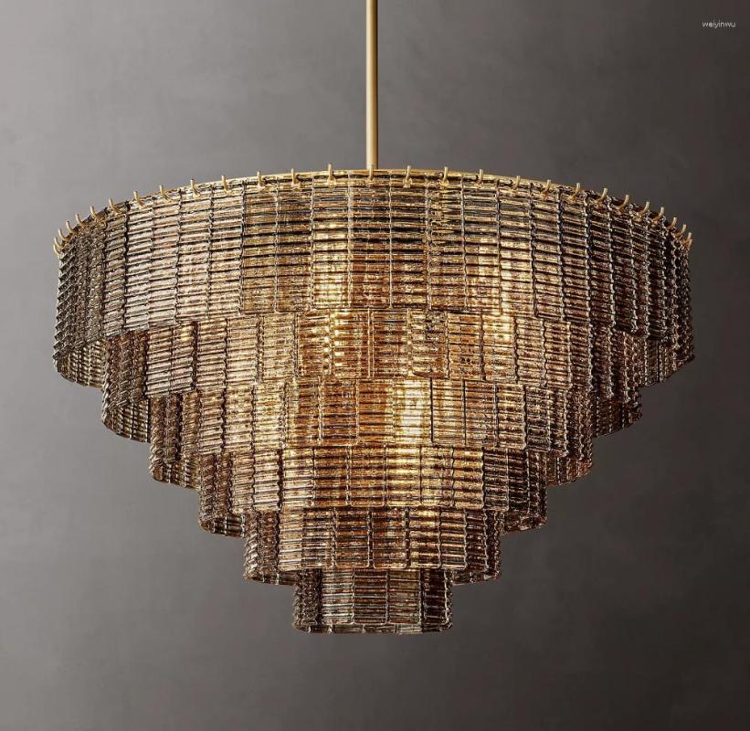 Chandeliers Glass Round Lighting Modern Retro LED Horizontal Brass Chrome Black Lights Living Room Lamp Home Decor