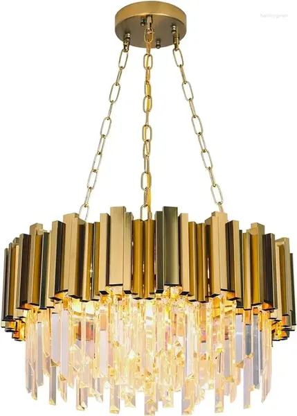 Candeliers Gold Chandelier Modern Crystal 9 luces Redonda de luz