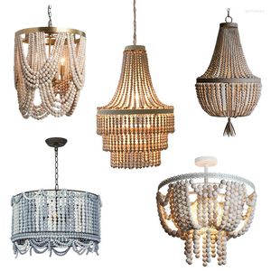 Kroonluchters goud kroonluchter houten kralen verlichting barmonus rand op hangende lichte keuken baby kinderkamer foyer slaapkamer dineren houten lamp