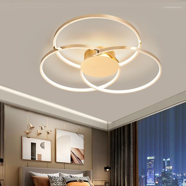 Candelabros de araña Led modernos chapados en oro/cromado para dormitorio, sala de estar, decoración, Lustre, AC110-220v, luces de techo