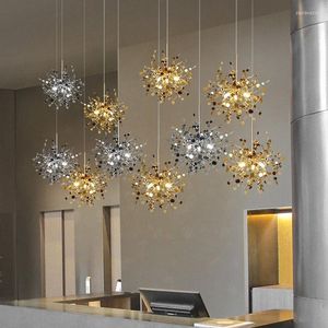 Lustres Or/Chrome Acier Fleur G9 Led Lustre Lustre Pendentif Éclairage Salle À Manger Lumières Décor Lampe Luminaires