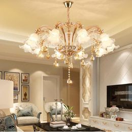 Lustres de plafond en cristal doré, éclairage moderne, luminaire décoratif pour salon et chambre à coucher, lampe K9
