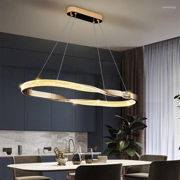 Lámparas de araña LED de oro para comedor, isla de cocina de lujo moderna, lámpara colgante, diseño de cristal acrílico, decoración del hogar