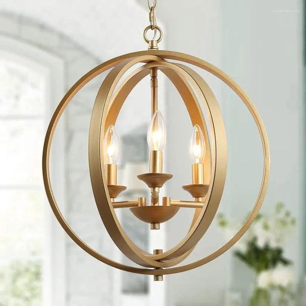 Candelabros Gold Orb Araña Modern Globe 3 Luminaria para comedor Sala de estar Dormitorio Vestíbulo y cocina