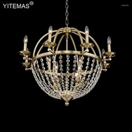 Chandeliers Gold Sphere Crystal Chandelier dans le salon Big Round Lighting For Hall Hall Master Bedroom Restaurant Shop