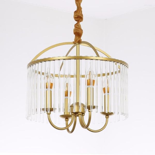 Lustres en cristal doré candélabre lampe contemporaine moderne luminaires LED ronde pour l'éclairage du salon