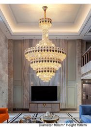 Lustres dorés longs luminaires en cristal luminaire de plafond en coquille de mer américaine salon salle à manger El escaliers Lustres