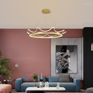 Lustres doré rose couronne lustre pour salle à manger Design luminaires de luxe suspension lampe Dia 50cm