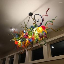 Kroonluchters prachtige murano glazen kroonluchter lamp gekleurde stijlvolle unieke verlichtingsarmaturen voor eetkamer tafel top keuken