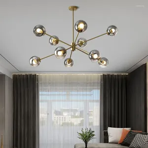 Kroonluchters Grijs Wit Helder Glazen Kroonluchter Salon Eetkamer Slaapkamer Verlichtingsarmaturen 6/8/10 Koppen E27 Lamp Goud Zwart Metaal