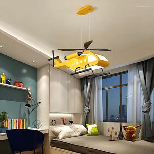 Lustres éclairage de lustre Led vert/jaune pour lustre de garçon de chambre d'enfants 110-220v luminaires suspendus modernes