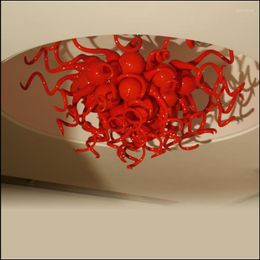 Lámparas de araña de cristal de Murano sopladas a mano, tamaño pequeño y claro con diseño simple