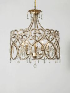 Lustres en forme de coeur en forme de cristal français clair léger à la princesse romantique suspension de chambre à couches