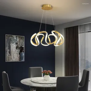 Lustres haute vente doré Simple moderne design couloir Loft LED lustre éclairage pour salon salle à manger El