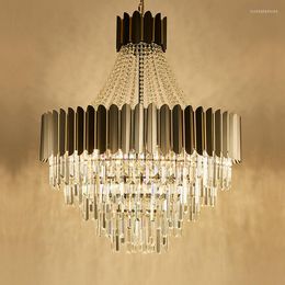 Candelabros Home Deco Crystal Collection LED Black Gold Chandelier Lighting Lustre Lámpara colgante Suspensión Luminaire Lampen para comedor