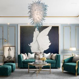 Lustres Maison Villa Lustre En Verre Blanc Style Européen Lustres Cristal Plafond Suspendu Murano Luminaire Citchen