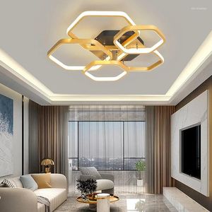 Lustres intérieur hexagone décor lampe LED pour salon éclairage plafonnier chambre à manger cuisine maison Lustre luminaire