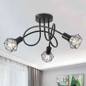 Kroonluiers Industrial 3 Ways plafondlicht kroonluchter E14 Black metalen lichten armatuur voor slaapkamer woonkamer hal