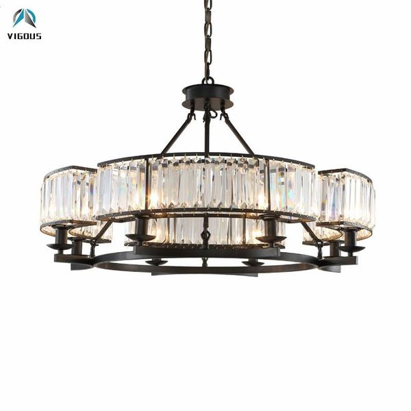 Lustres Industriel Américain Rh Lustre K9 Cristal Led Lustre De Luxe Salon Pendentif Éclairage Luminaires Intérieurs