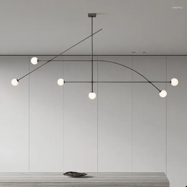 Lustres Lustre italien salon lampe design noir lumière minimaliste pour restaurant chambre lustre décoration