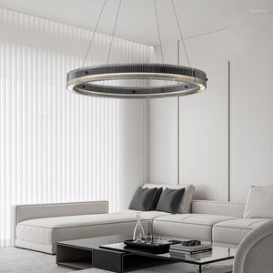 Lámparas de araña Estilo italiano Sala de estar LED Lámpara colgante Simplicidad moderna Diseño nórdico de alta gama Comedor de vidrio Lámpara de anillo de dormitorio