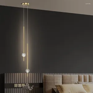 Kroonluchters Italië ontwerper kristal bedhanger lamp Moderne minimalistische restaurantbalktafel LED koperen café slaapkamer