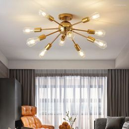 Kroonluchters IWP Noordse industriële stijl kroonluchter indoor led hanger lamp gouden zwarte lamp slaapkamer eetkamer salon