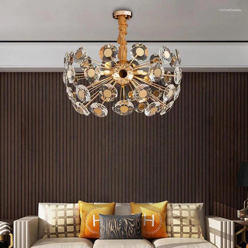 Lustres Jmmxiuz Modern Gold Crystal Chandelier Sala de estar Jantar LED Iluminação Luxo Cozinha Quarto Luminárias
