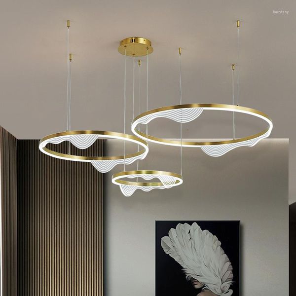 Lustres JMZM lumière luxe doré lustre rond cristal anneau Design décoration de la maison pour salon salle à manger chambre