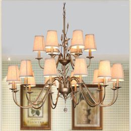 Candelabros K9 Telas de cristal Vintage Americano Minimalista Personalidad Suspensión Iluminación Sala de estar Art Deco Lámpara colgante