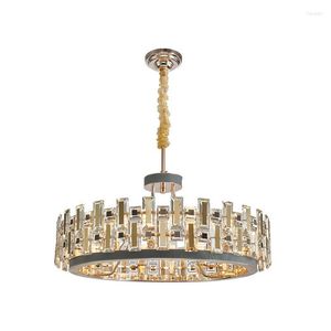 Lustres K9 Cristal De Luxe LED Lustre Postmoderne Créatif En Cuir Éclairage Luminaires Suspendus Pour Salle À Manger Salon Chambre Villa Déco