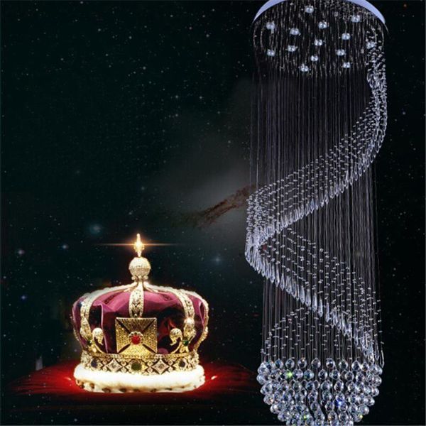 Lustres K9 Cristal Escalier LED Moderne Créatif Spirale Suspension Éclairages El Villa Hall Grande Lampe Suspendue