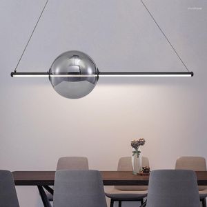 Lustres Îlot de cuisine LED lustre moderne Simple Restaurant café verre suspension lampe noir salon chambre maison longue suspension