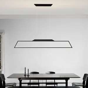 Lustres Lampe LED Noir Long Restaurant Lustre Moderne SIMPLE TABLE LUMIÈRE DELUXE BAR 42W Bureau 90-260V