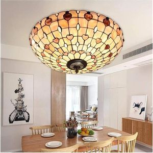 Kroonluchters Lamp Licht 20 Inch Plafond Inbouw Klassiek Mozaïek LED Handgemaakte Shell Verlichtingsarmaturen