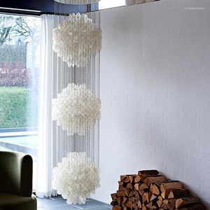 Kroonluchters grote kroonluchter shell luxe moderne decor voor hoge plafond trappen ingang woonkamer wereldwijde omgeving witte hanglampen lamp