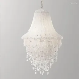 Lustres Grand lustre en cristal de gland pour Foyer salon lampe décorative clignotant lumière colorée plafond perlé