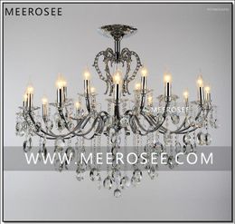 Candelabros Large18 Arms Vintage Silver Chandelier Crystal Lighting Fixture Lustre Lámpara colgante MD8459 D1080mm H890mm