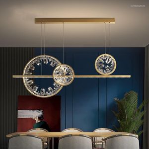 Kroonluchters LED Art Kroonluchter Hanglamp Licht Modern Creatief Eetkamer Kristal Restaurant Coffee Shop Bar Ronde Ringen Hangend