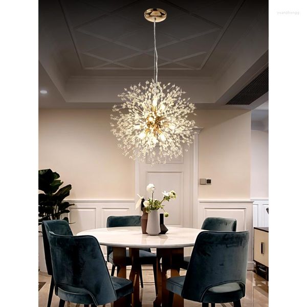 Lustres Led Art Lustre Suspension Lumière Moderne Nordique De Luxe Cristal Pissenlit Salon Salle À Manger Chambre Cuisine Décor À La Maison