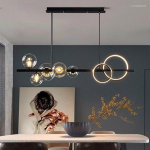 Lustres LED pendentif noir pour la maison cuisine luminaire intérieur salon moderne plafonnier suspendu