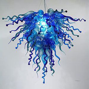 Kroonluchters LED BLOW Glazen ketting Hanglampen Blue Turquoise kleur Uniek ontwerp Art Decoratie verlichtingsarmaturen Indoor verlichting 28 of 32 inch