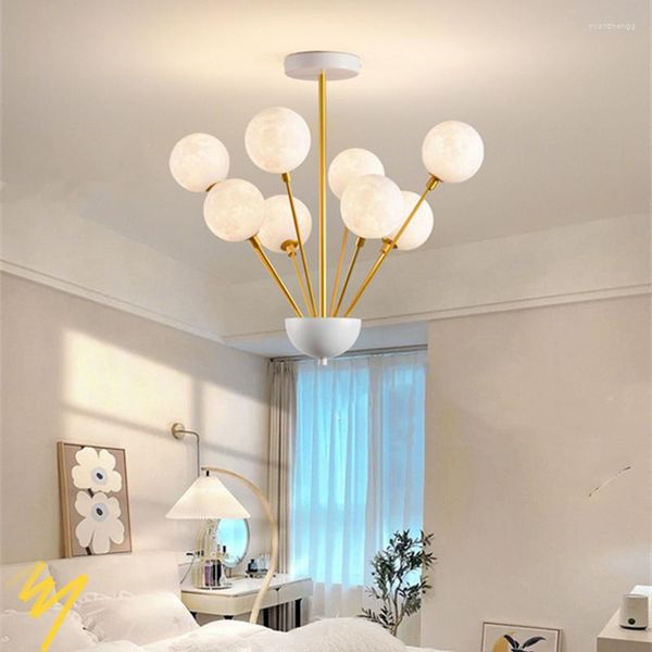 Candelabros Led, lámpara colgante PLA Moon para sala de estar, decoración de Bar para niños, luz nórdica para el hogar, iluminación interior, techo