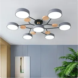 Les lustres en bois de lustre LED avec 2 couleurs différentes adaptées à la chambre à coucher du salon Décoration de la maison